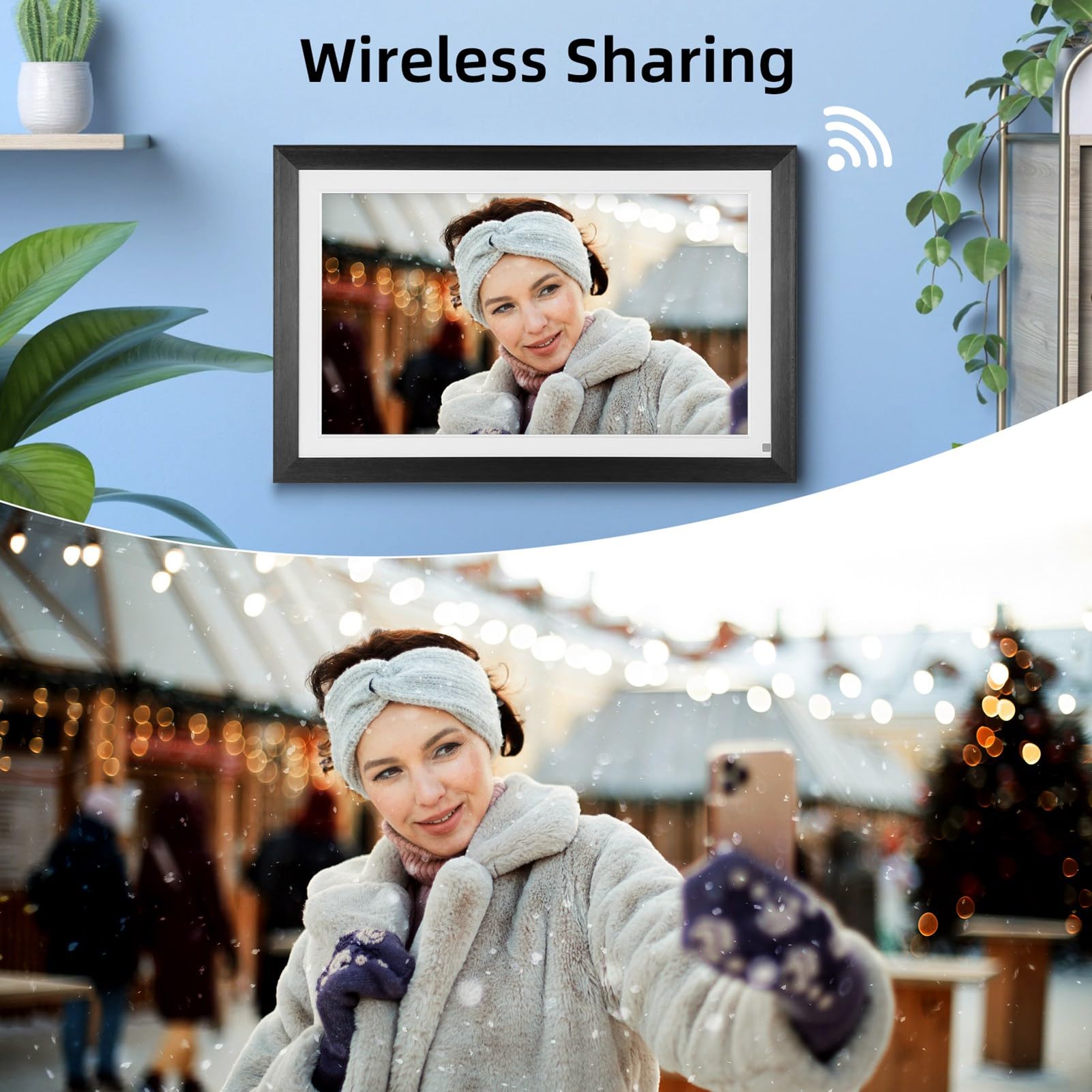 Cadre Photo Numérique WiFi 15,6 Pouces – Écran Tactile IPS HD 32Go, Partage Via App Frameo
