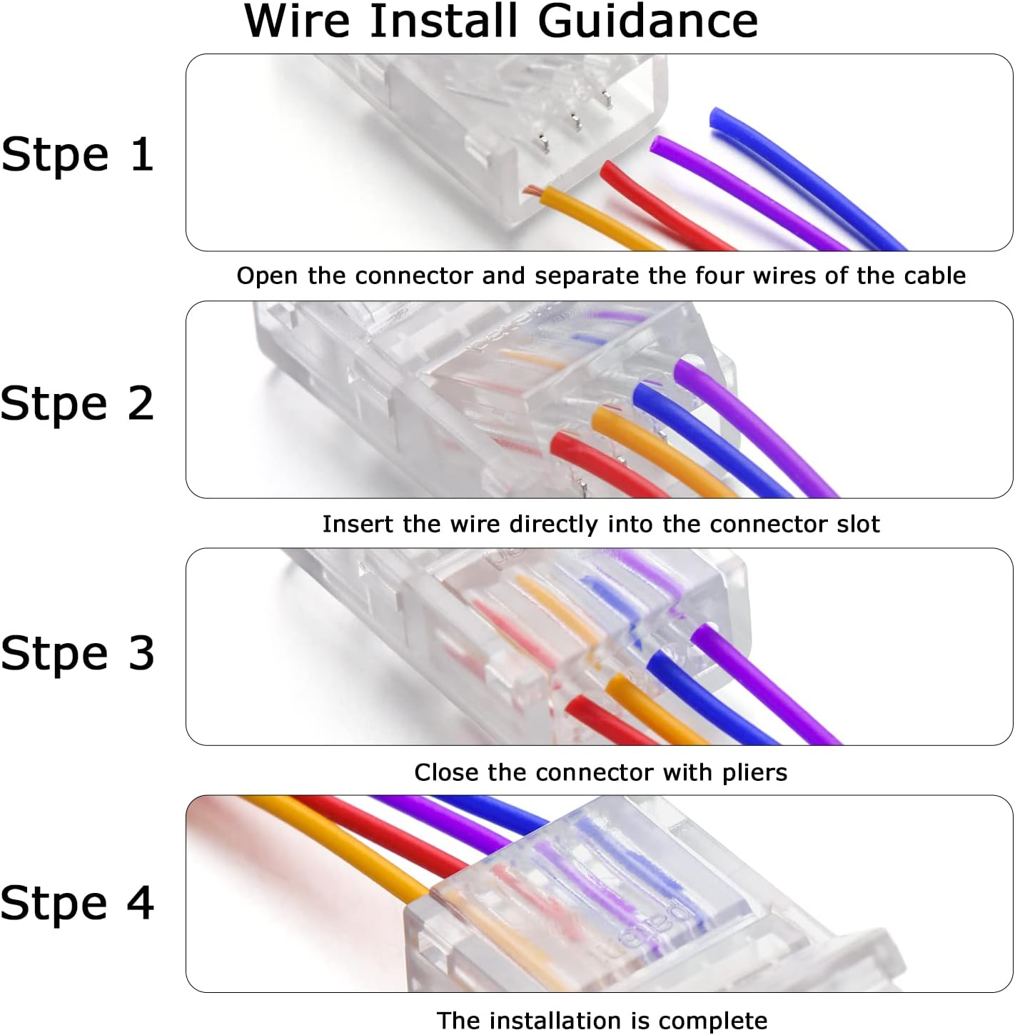 20Pcs 4-Pin 10mm RGB LED Light Strip Connectors Strip to Wire Quick Connector LED Extension, Waterproof Transparent LED Adapter Connectors for Track Lighting Connector 5V 12V 24V - - 