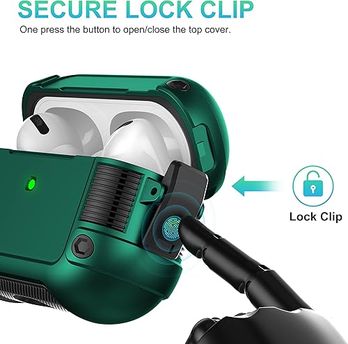 Miniatura 2 de Valkit Funda compatible con Airpods Pro con cerradura, cuerpo completo, militar, resistente, a prueba de golpes, para hombres y mujeres, funda