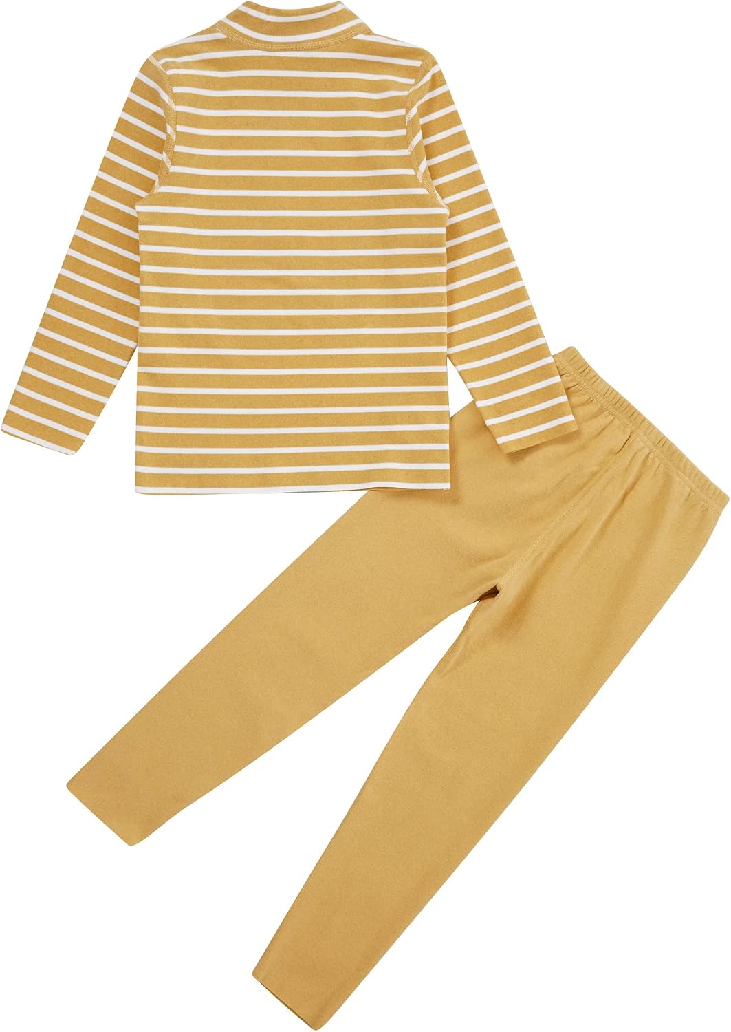 Boys Girls Thermal Underwear Set Striped Turtleneck Long Sleeve Base Layer T-Shirt Top and Leggings Pants