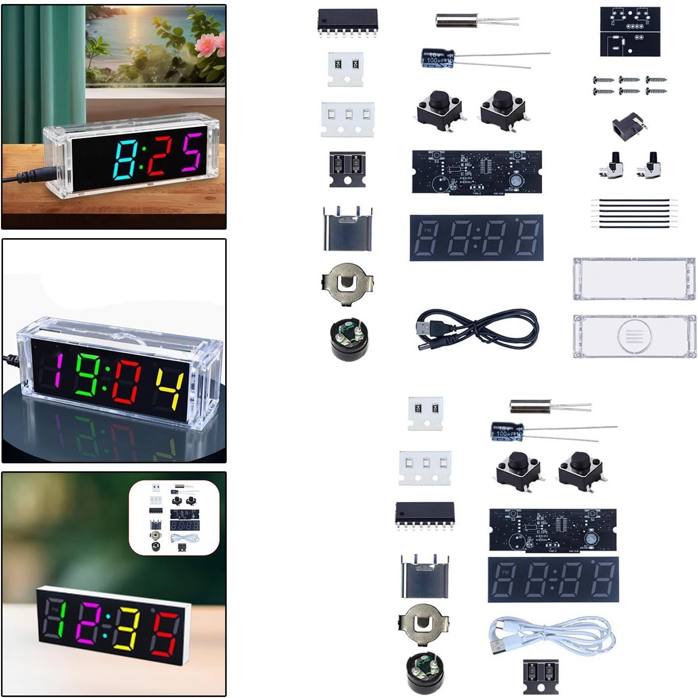 Saz DEKOR® DIY Digital Clock Kit Professional Soldering Practice for Dorm Bedroom Cafes with Cover