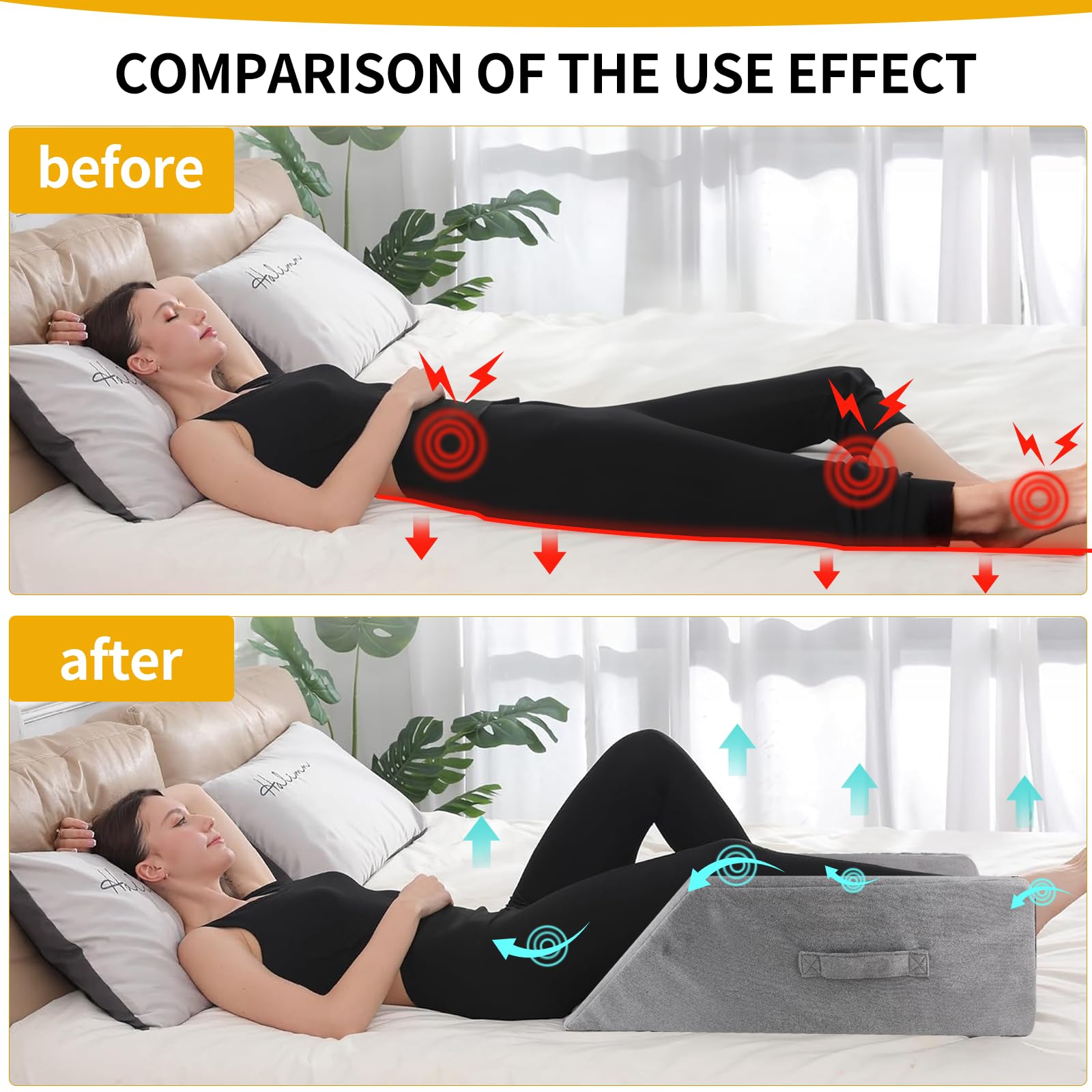 SWAWIS Coussins Relève-Jambes en Mousse Gris Confortable Circulation