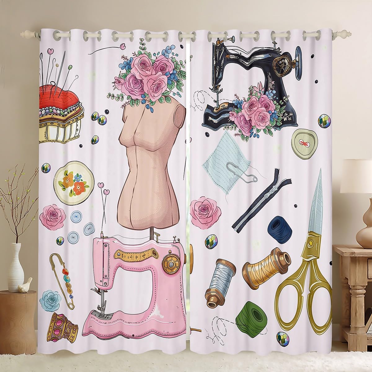 Rideaux de fenêtre couture Manfei pour chambre d'enfant style aquarelle multicolore