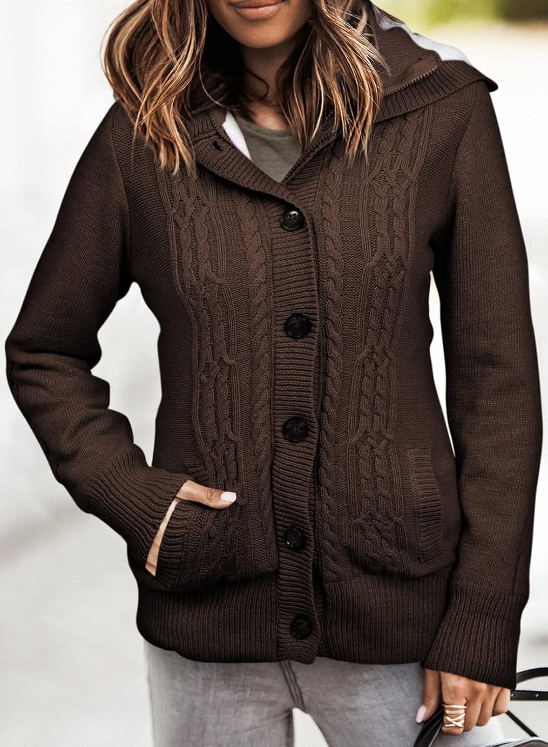 Sidefeel Women's Cardigan Sweaters Hooded Cardigans Fleece Lined Jackets Winter Sweater Coat