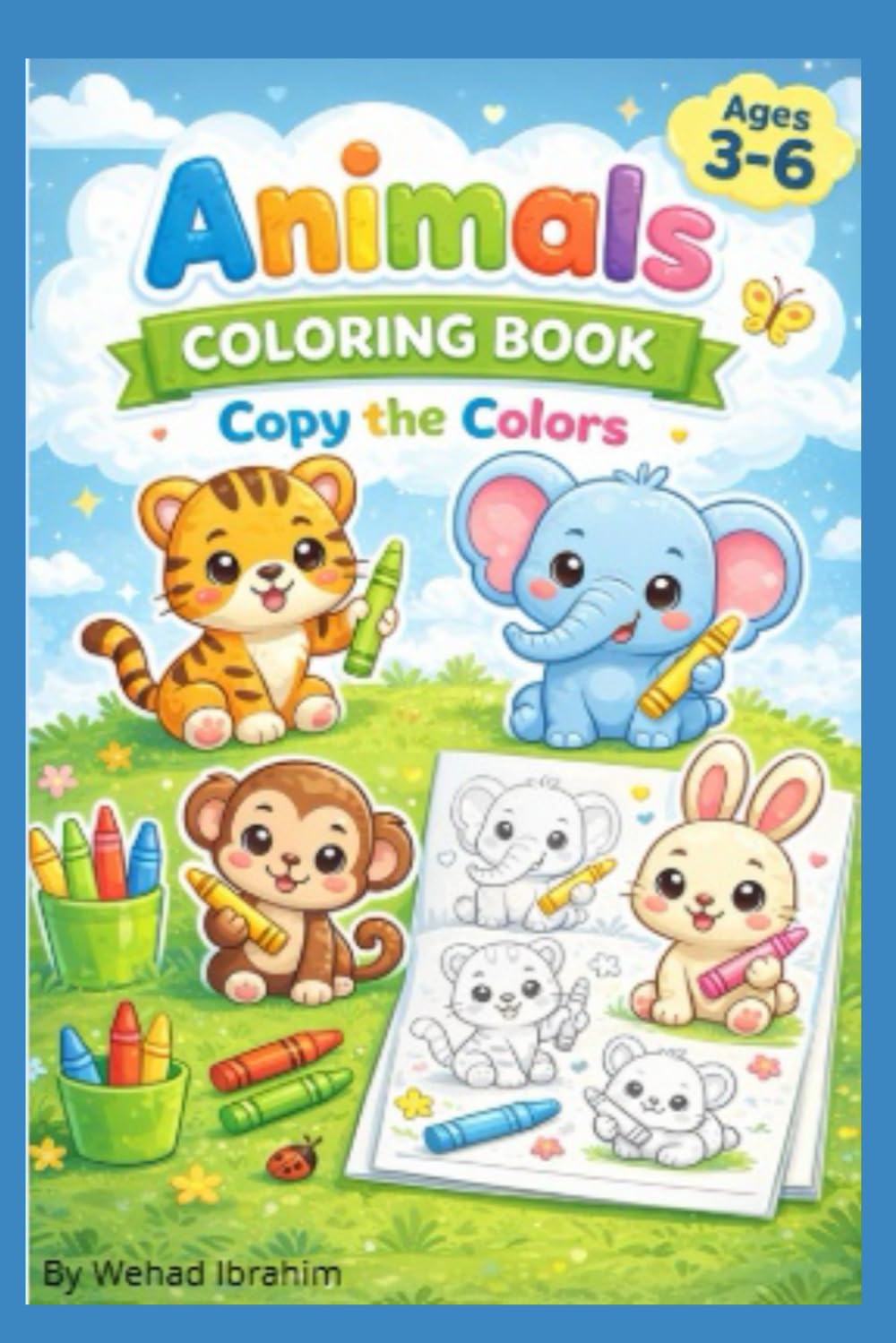 Animals coloring book copy the colors