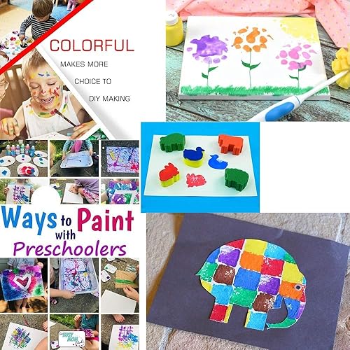 Miniatura 4 de Juego de pintura para niños pequeños, kit de herramientas de pintura de 57 piezas con bata de arte, kits de esponja de pinceles de pintura para