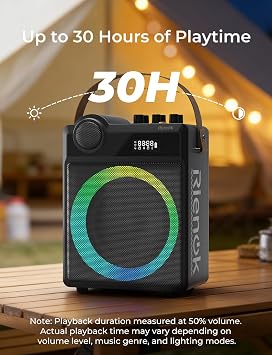 RIENOK Portable Bluetooth Speaker 30W Plus 100W Voice Amplifier with 2 Wireless Microphones