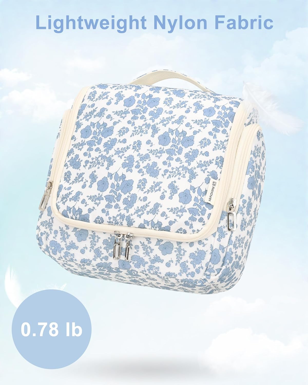 Relavel Hanging Toiletry Bag for Women Travel Makeup Bag Cosmetic Organizer Toiletries Bag for Travel Size Essentials Accessories Shower Caddy Bag for Bathroom Beach Gym, Floral Print - Image 7