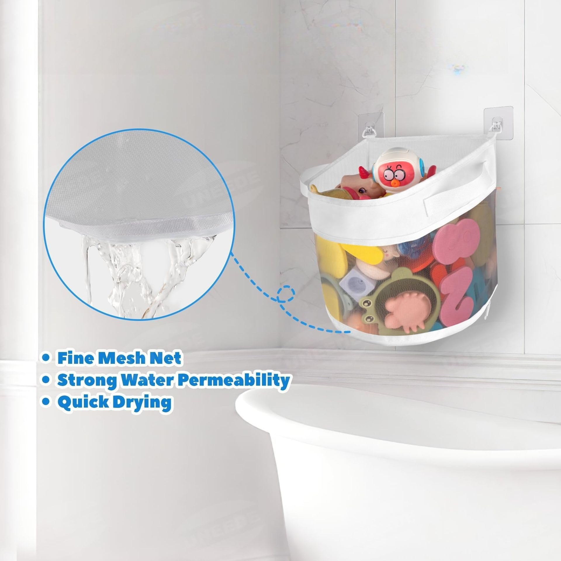 1 bolsa de almacenamiento para juguetes de bañera, organizador colgante para juguetes de baño, bolsa de malla para guardar y clasificar juguetes