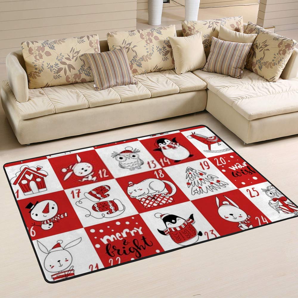 Tapis de Noël avec calendrier de l'Avent au sol pour réchauffer le salon