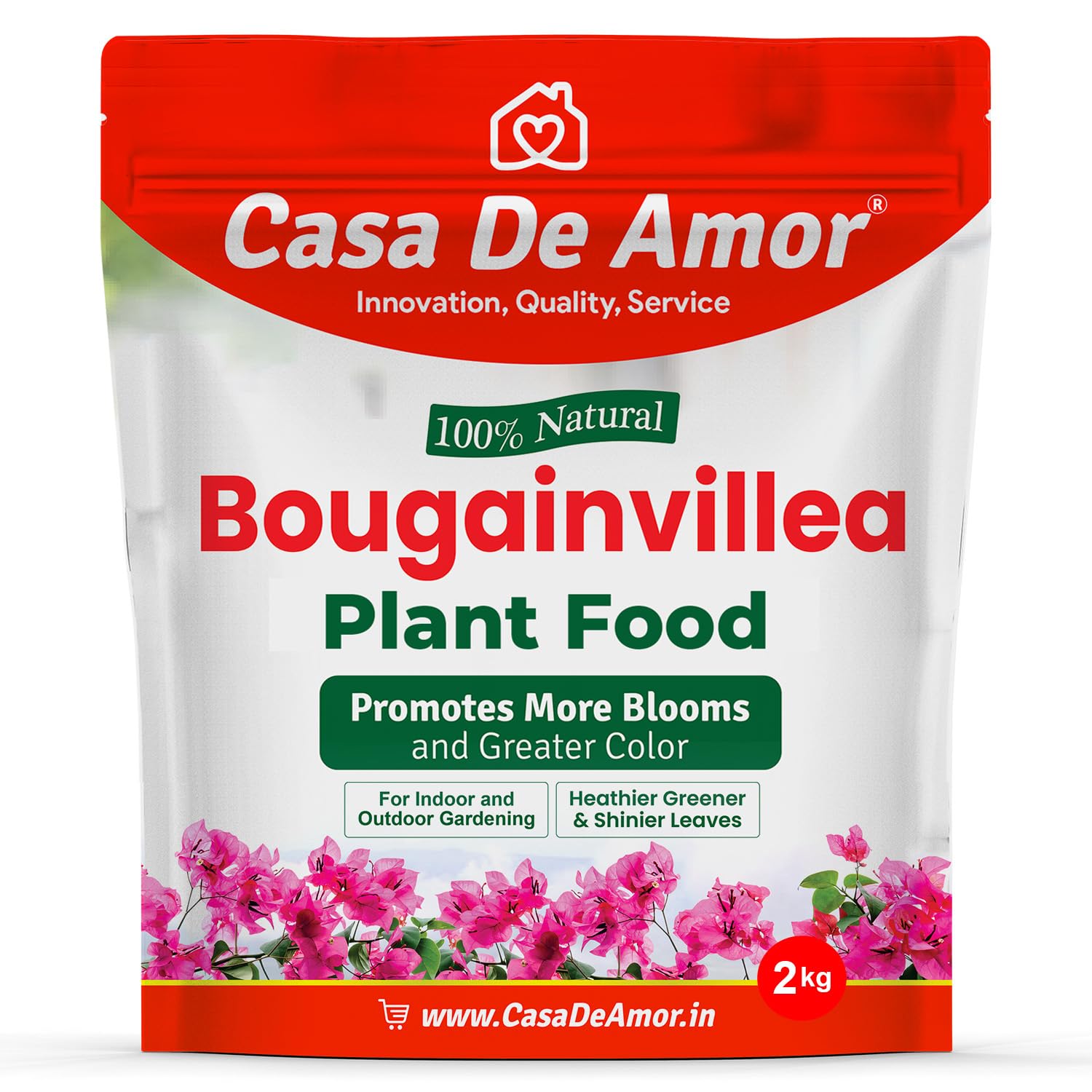Casa De Amor Bougainvillea Organic Fertilizer | Promotes Vibrant Blooms & Intense Color | Ideal for Flowering Vines & Outdoor Plants | 2 Kg