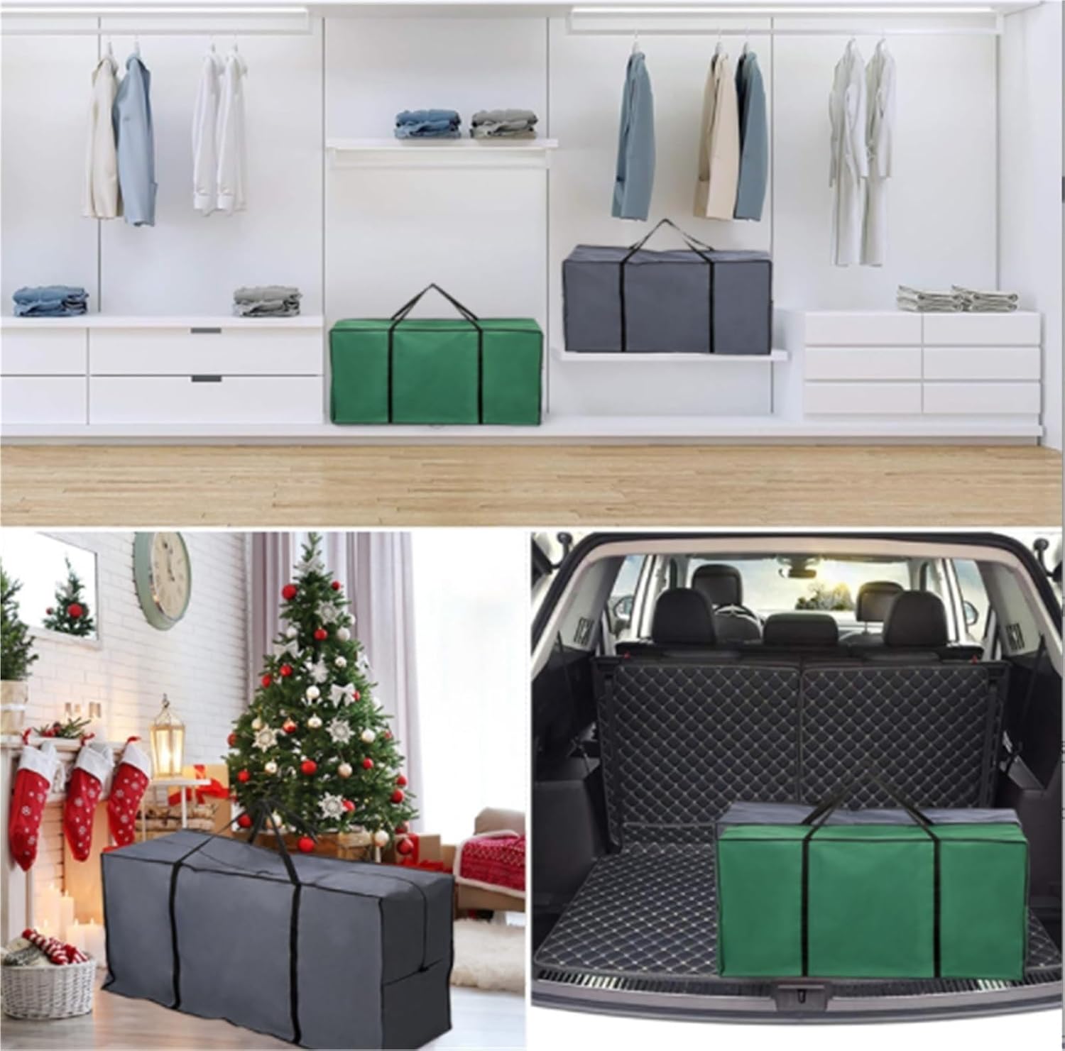 Christmas Tree Storage Christmas Tree Storage Bag with Handles and Zipper for Moving Clothes Organization Bag(Black)