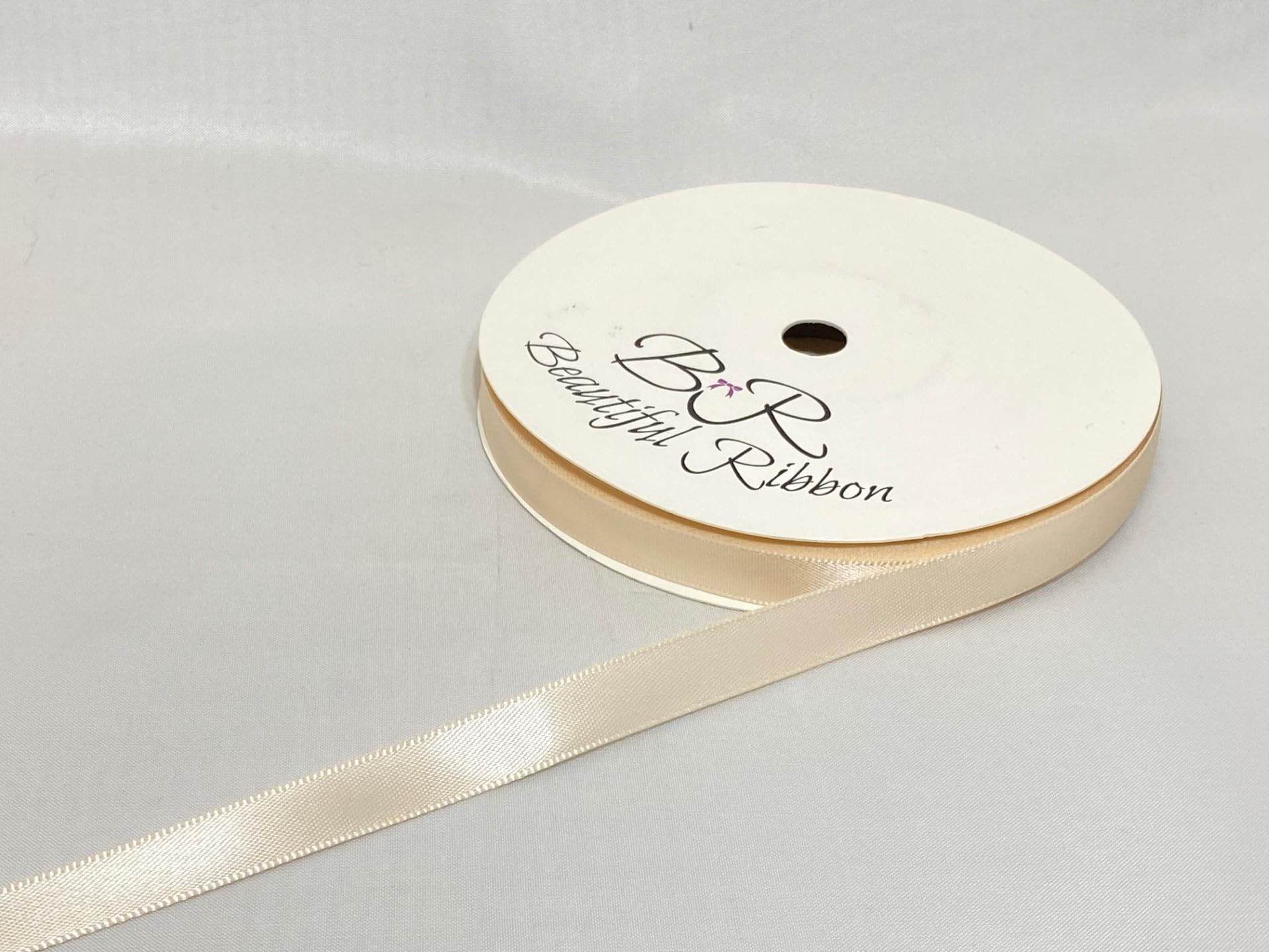 2 metres (Cut from Reel) x 10mm Satin Ribbon Nude Light Beige Double Sided 10 mm 3/8" 1cm