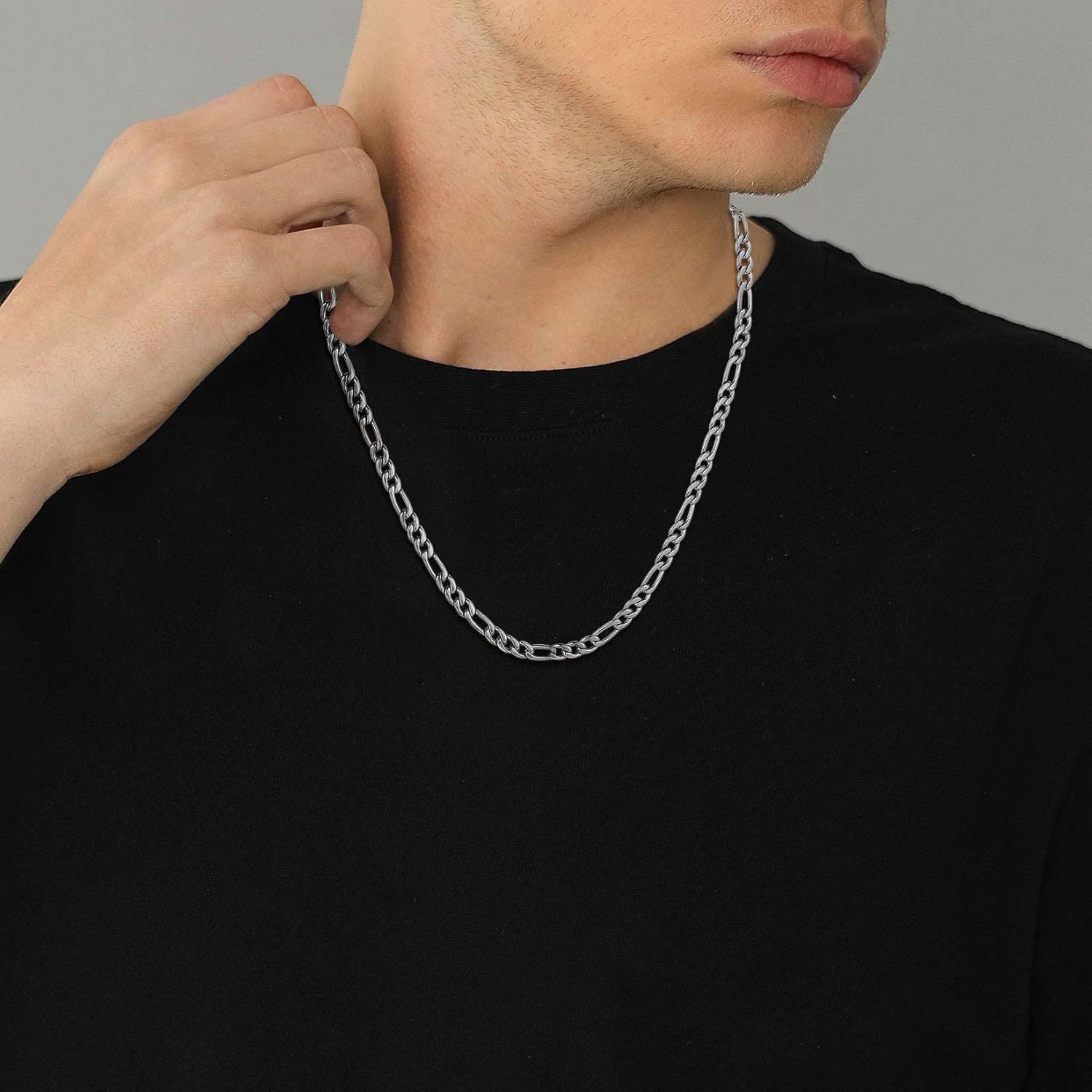 Miniatura 3 de U7 Figaro Chain, Twisted Rope Chain, Men Stainless Steel Necklace,3mm,5mm,6mm,9mm 18K Gold Plated Chains Necklaces for Boys & Women 16"-30"