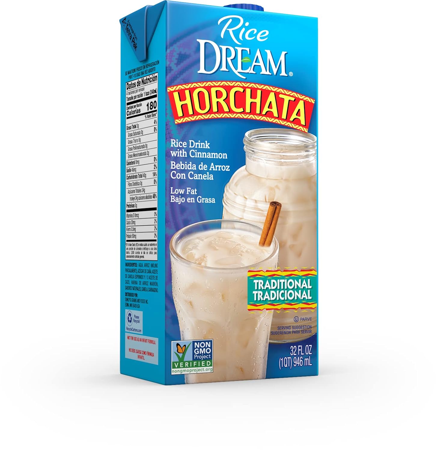Rice Dream Horchata, Traditional Rice Drink with Cinnamon