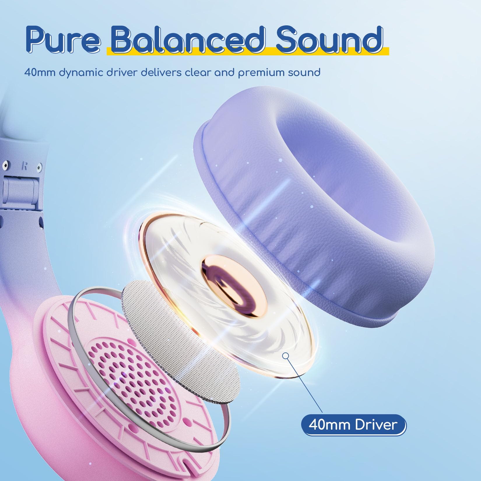 EarFun K1 Kids Headphones Wired with Mic, USB Type C Headphone for Kids view 8