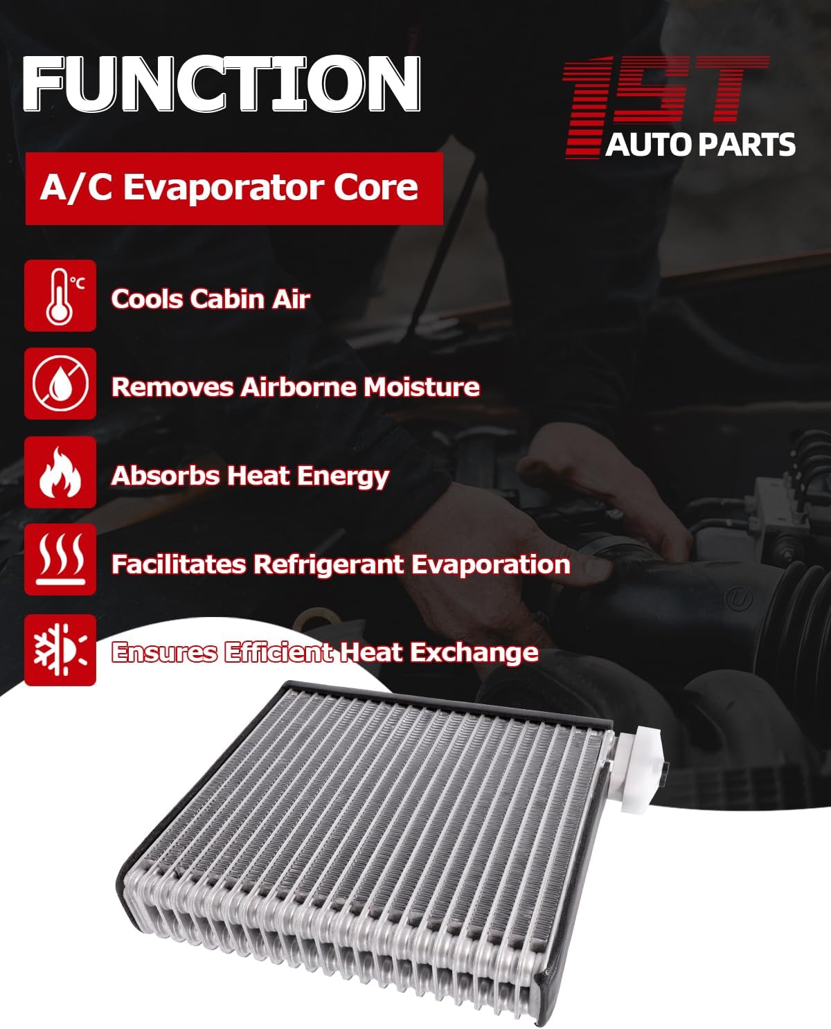 1ST 68004242AA A/C Evaporator Core Fits for Dodge Ram 1500 Ram 2500 Ram 3500 Ram 4500 Ram 5500 Pickup 2006-2010, Replaces OE: EV939713PFXC 4711829