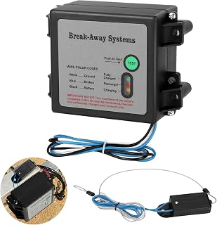 VINGVO Electric Trailer Brakes Breakaway Kit with Test Light, Trailer Brake Battery Box, 12V Electric LED Test Break Breakaway Controller Kit, Universal Break Away System for Caravans Vehicle