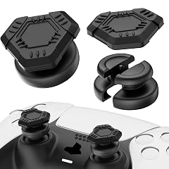 PlayRealm NO FALLING OFF Thumbstick Extender Silicone Grip Cover 2 Sets for PS5 PS4 Controller UFO Black