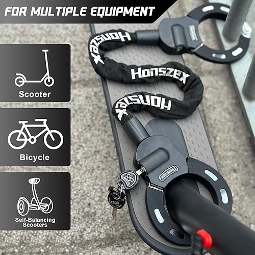 Miniatura 2 de Cerradura de scooter, cerraduras eléctricas antirrobo e impermeable, cerradura de bicicleta con llave, cerradura de cadena resistente para esposas