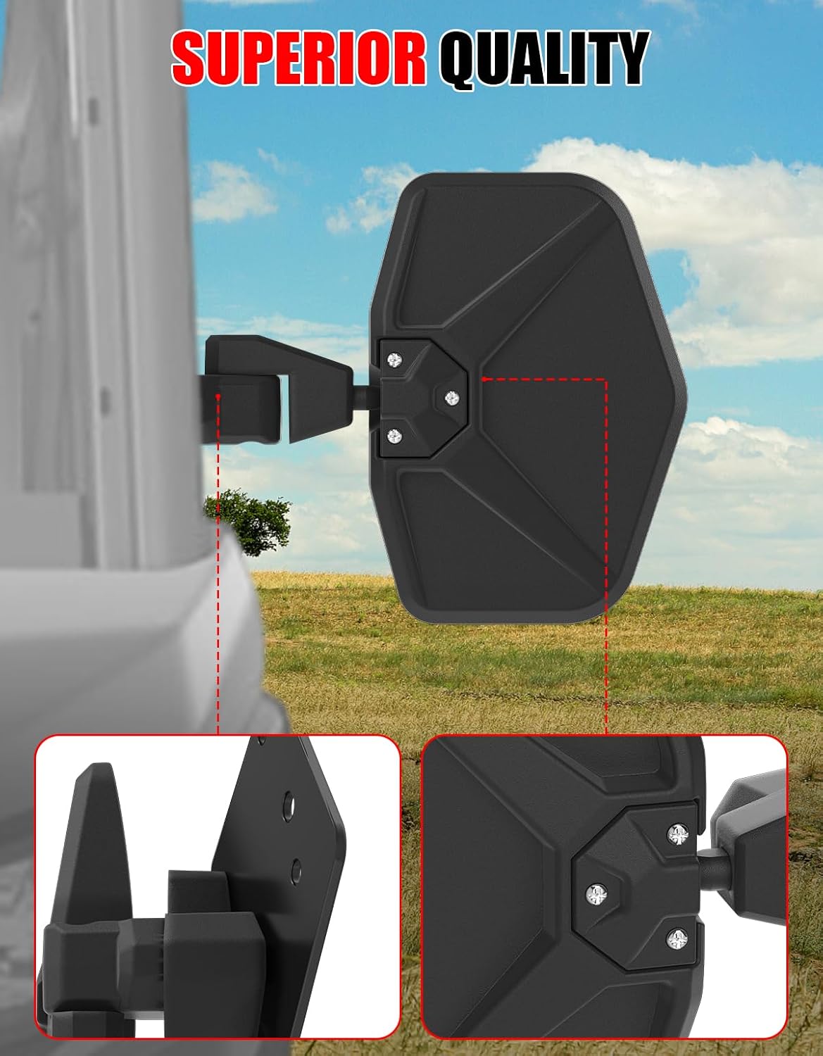 Side Mirrors for Can Am Defender HD5 HD7 HD8 HD9 HD10 2016-2025 Accessories, Adjustable Rear View Mirror UTV Clear Side Rearview Mirror for Can-Am Defender Half/Without Doors, 1 Pair