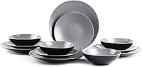 Vista 32 de Colors Life juego de vajilla, exterior negro brillante con interior de color mate