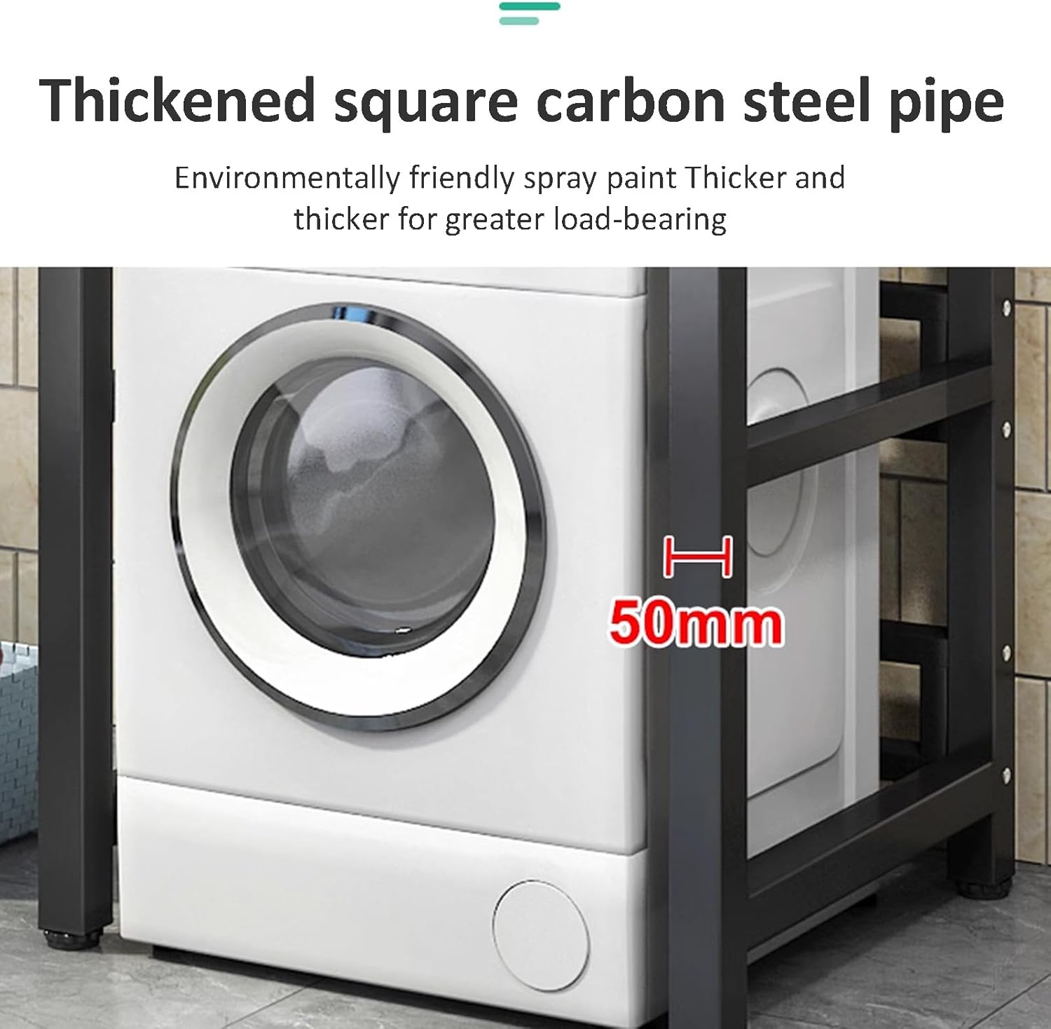 Dryer Stand Height Adjustable Portable Stacking Kit for Washing Machine Tumble Dryer, Storage Rack Over Washing Machine Storage Unit, 300KG Load Capacity,White~3