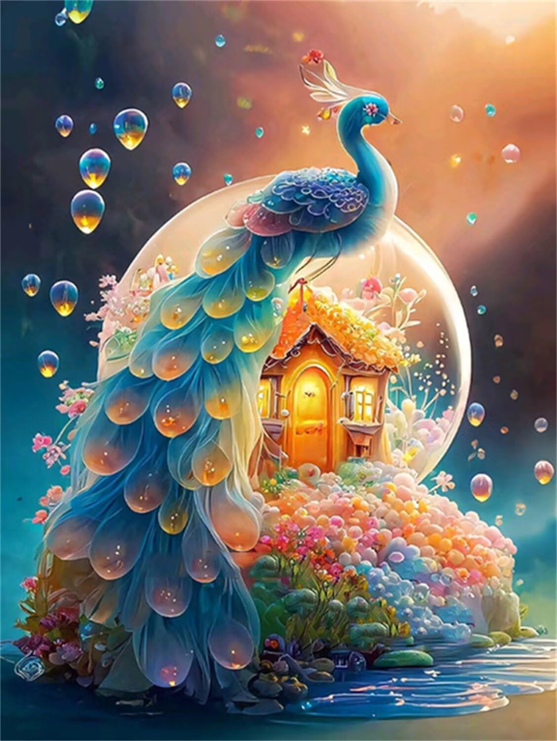 Peinture Diamant Strass Paon Bleu : Sublimez Votre Salon avec un Diamond Painting Grand Format