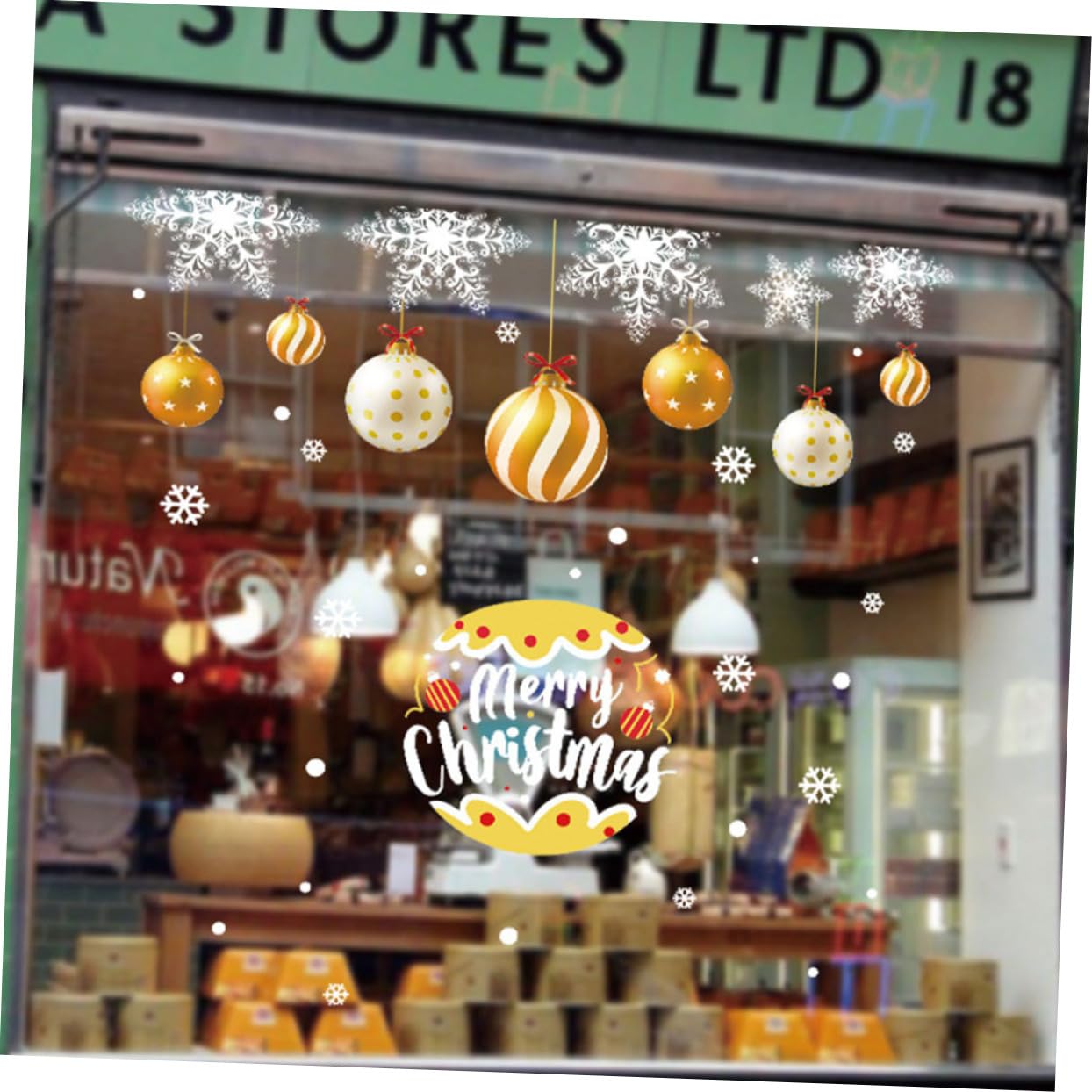 TOPBATHY 4 Blätter Statische Weihnachtsaufkleber winterliche Fensterfolie Urlaub selbstklebender Aufkleber weihnachts party weihnachtskugeln Wohnkultur Golddekor Fensterdekorationen PVC