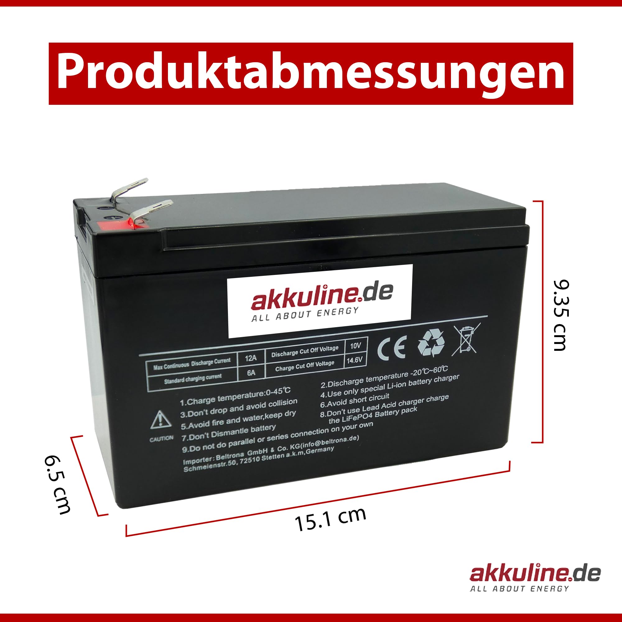 Ersatzakku kompatibel mit Teufel ROCKSTER AIR – auslaufsicher & wartungsfrei, LiFePO4, 12V 9Ah
