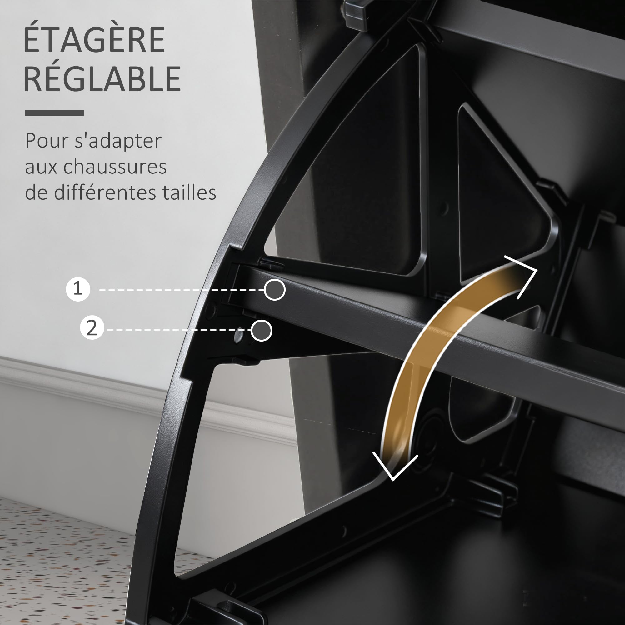 HOMCOM Ensembles 3 en 1 de Meuble d'Entrée Vestiaire Noir | Panneau Porte-Manteau, Miroir, Banc à Chaussures, 6 Crochets, Étagère Réglable