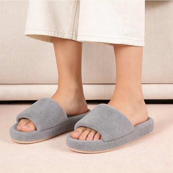 NineCiFun Pantuflas de Mujer punta abierta - Memoria de espuma miniatura 2