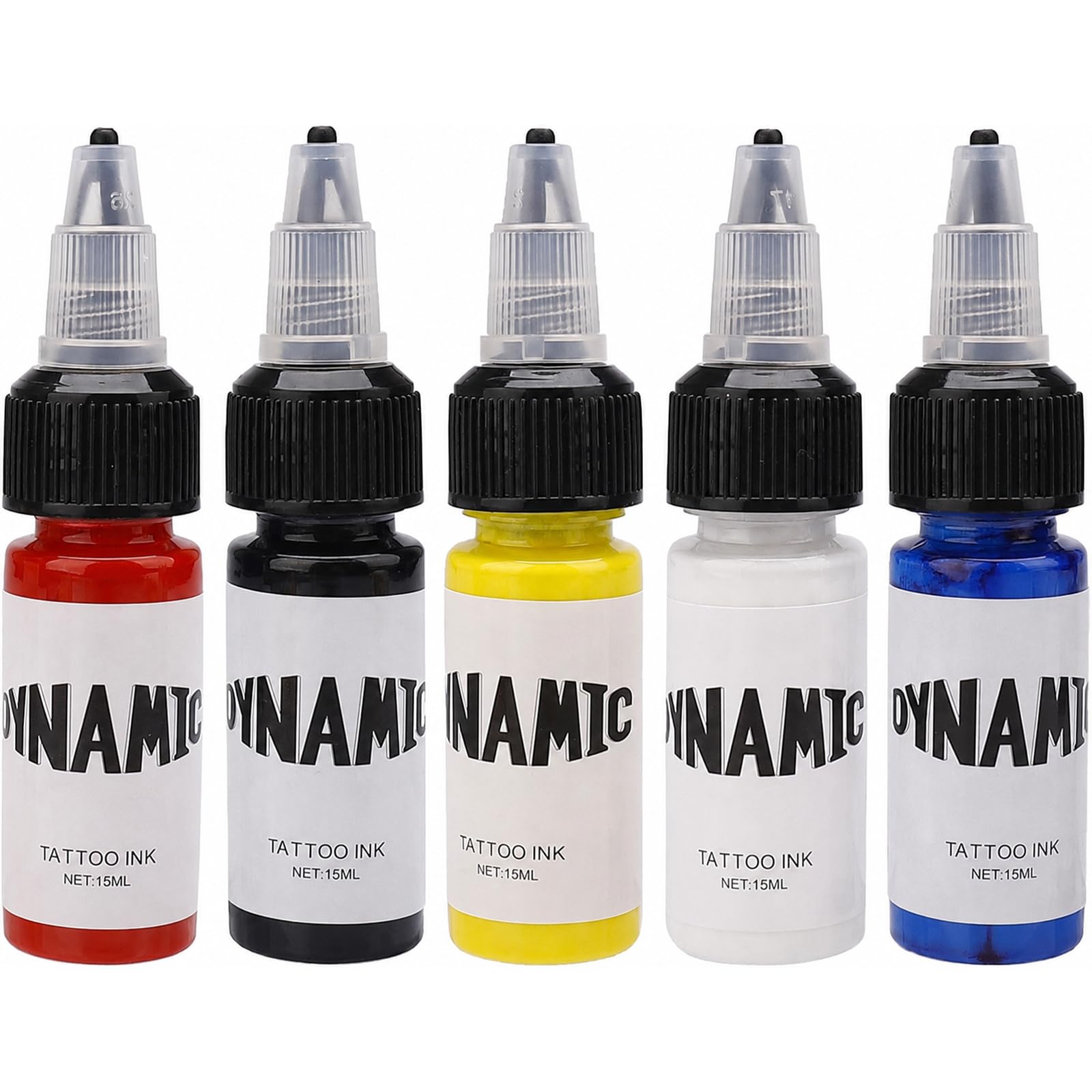 Rnigra Tattoo Ink Red,Black,Lemon Yellow,White,Blue 5PCS,Dynamic Tattoo Ink