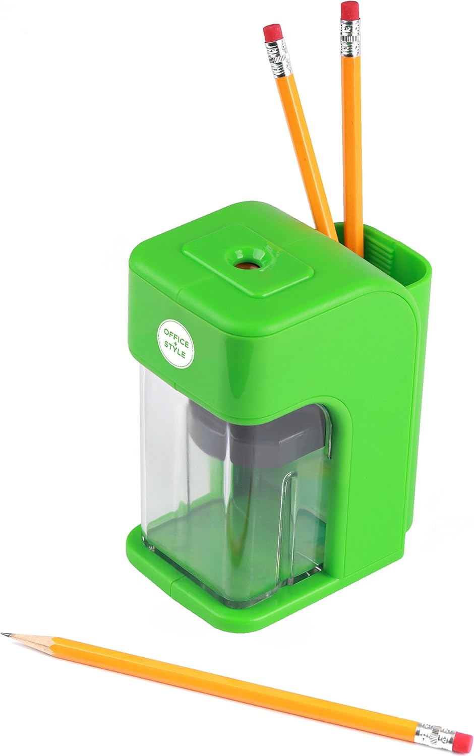 Electronic Pencil Sharpener with Auto Stop Safety Feature & Large Pencil Holder for Home, Office or Classroom - Green - by Office + Style, A-PS200G