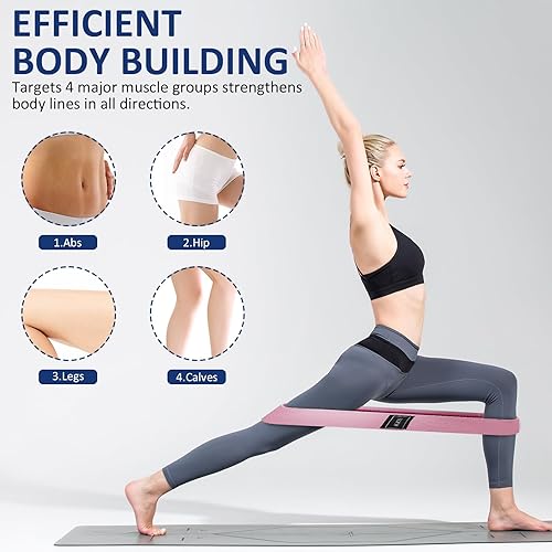 Miniatura 3 de Banda de resistencia de tela premium para brazo, trasero, pierna, entrenamiento, yoga, pilates, 3 bandas de nivel, juego con bolsa de transporte