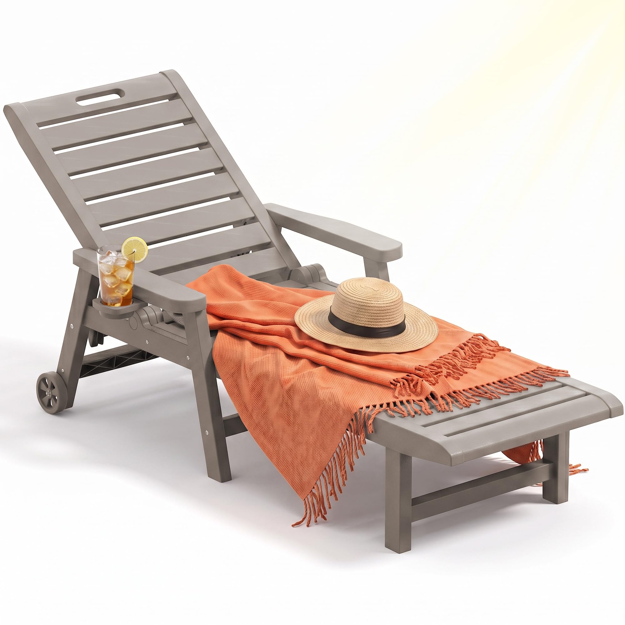 EFU Lounge Chair Outdoor,High-Impact PP 5 Position Adjustable Tanning Chair