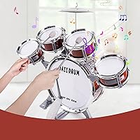 Vista 6 de M SANMERSEN Kit de batería para niños pequeños, juego de batería de jazz, 5 baterías con taburete, mini banda, juego de instrumentos musicales