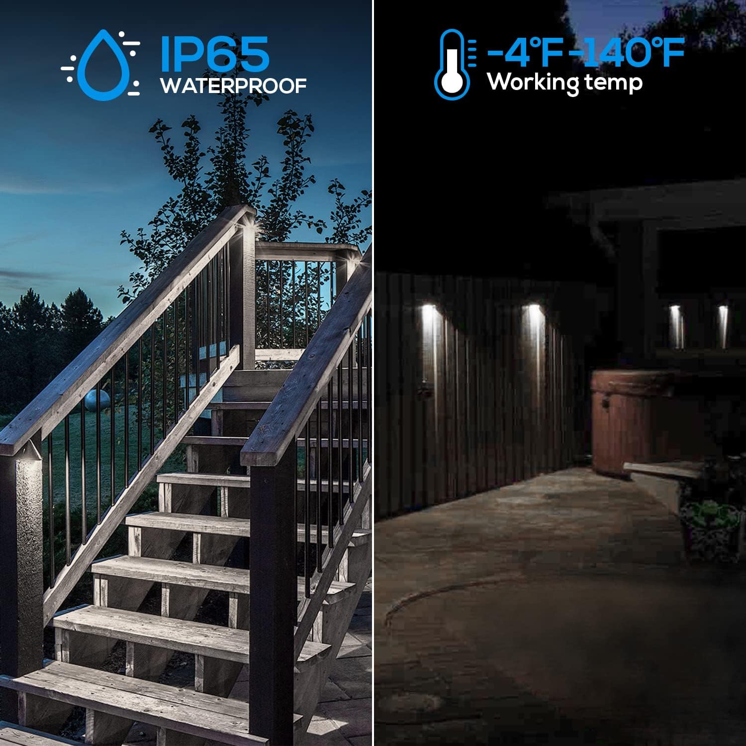 LEONLITE 5W LED Deck Lights Low Voltage, 12V Stair Railing Light, Outdoor Landscape Step Fence Light, UL Listed Cable, Aluminum, 4000K Cool White, IP65, Oil Rubbed Bronze, Pack of 4