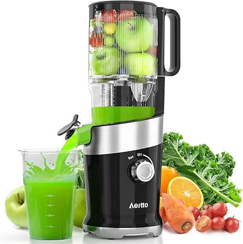 Cold Press Juicer,Aeitto Masticating Juicer Machines with Wide Feed Chute