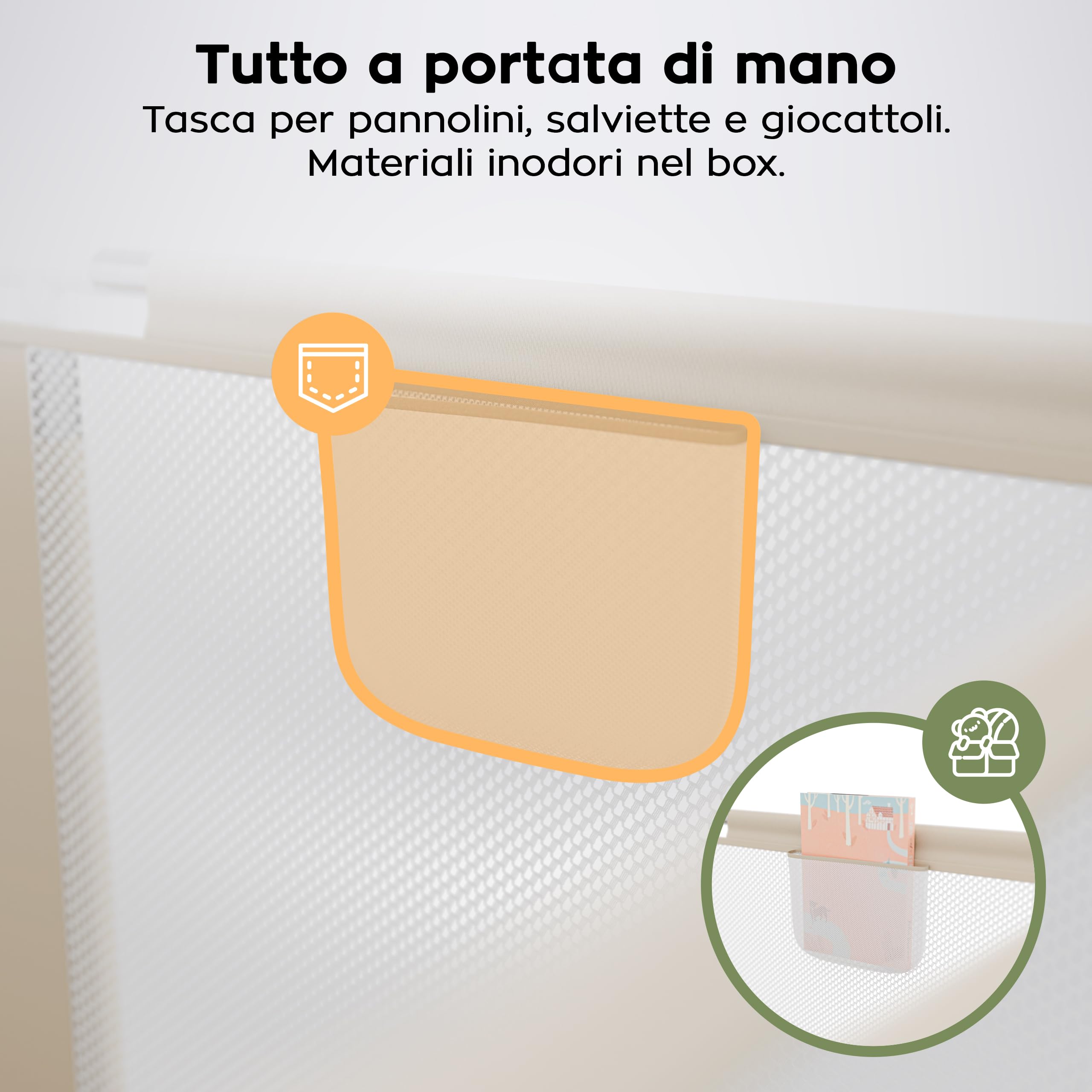 Tulano Cozy 22 Box per Bambini 120x180 cm - Recinto Neonato con Fondo | 6-36 mesi - Struttura in Metallo – Rete Traspirante – Porta con Cerniera – Borsa Inclusa – Casa e Giardino – Beige