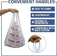 Vista 4 de Bolsas de transporte de camisetas Bagtron, bolsas de plástico desechables con asas para compras y restaurantes, 1/8 barril, 0.51 mils, color negro