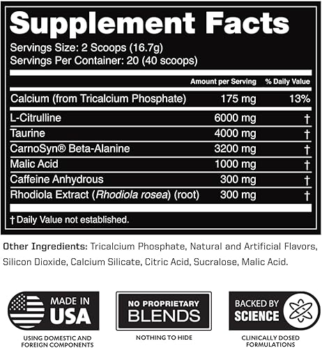 Miniatura 6 de Outwork Nutrition Polvo para antes del entrenamiento para hombres y mujeres, suplementos de pre-entrenamiento sin creatina, preentrenamiento