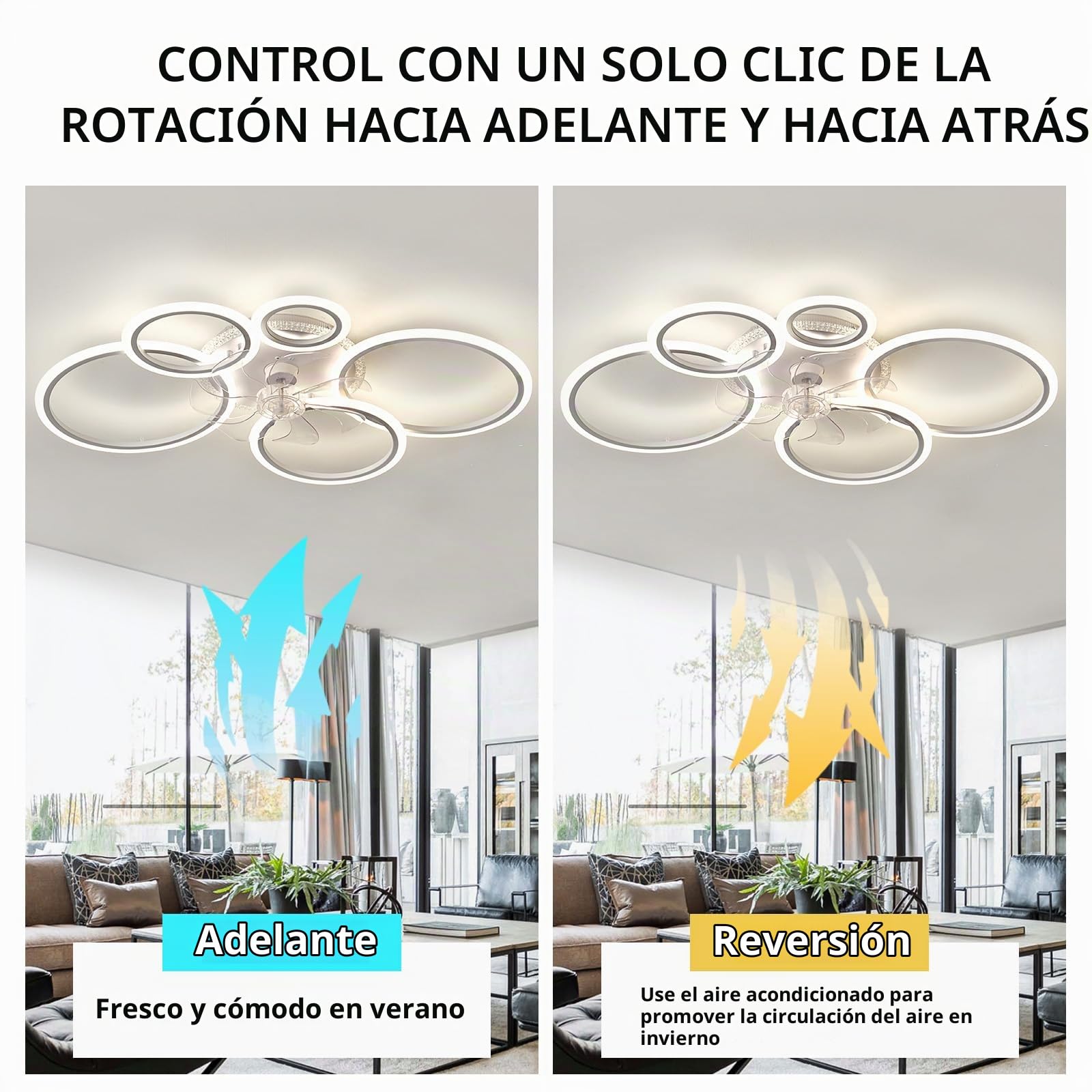 95cm Lamparas Ventilador De Techo RGB Regulable, Reversible Ceiling Fan with Light and Remote Control APP, Moderno Ventilador De Techo Con Luz 72w 6 Velocidad Para Salón Dormitorio-White