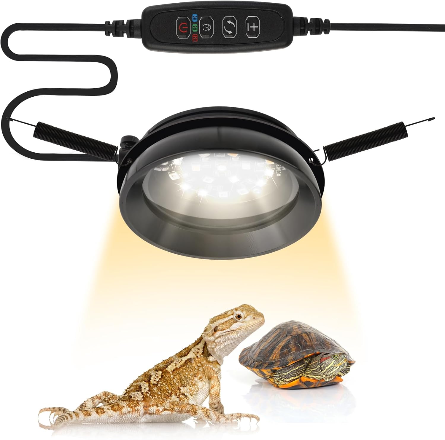 2PCS LED UVB Light for Reptiles with Dimmer&Timer,3Modes UVA UVB Light for Turtles Adjustable Brightness Bearded Dragon Light Fixture for Lizard Gecko Snake Tortoise Terrarium Tank Basking Accessories