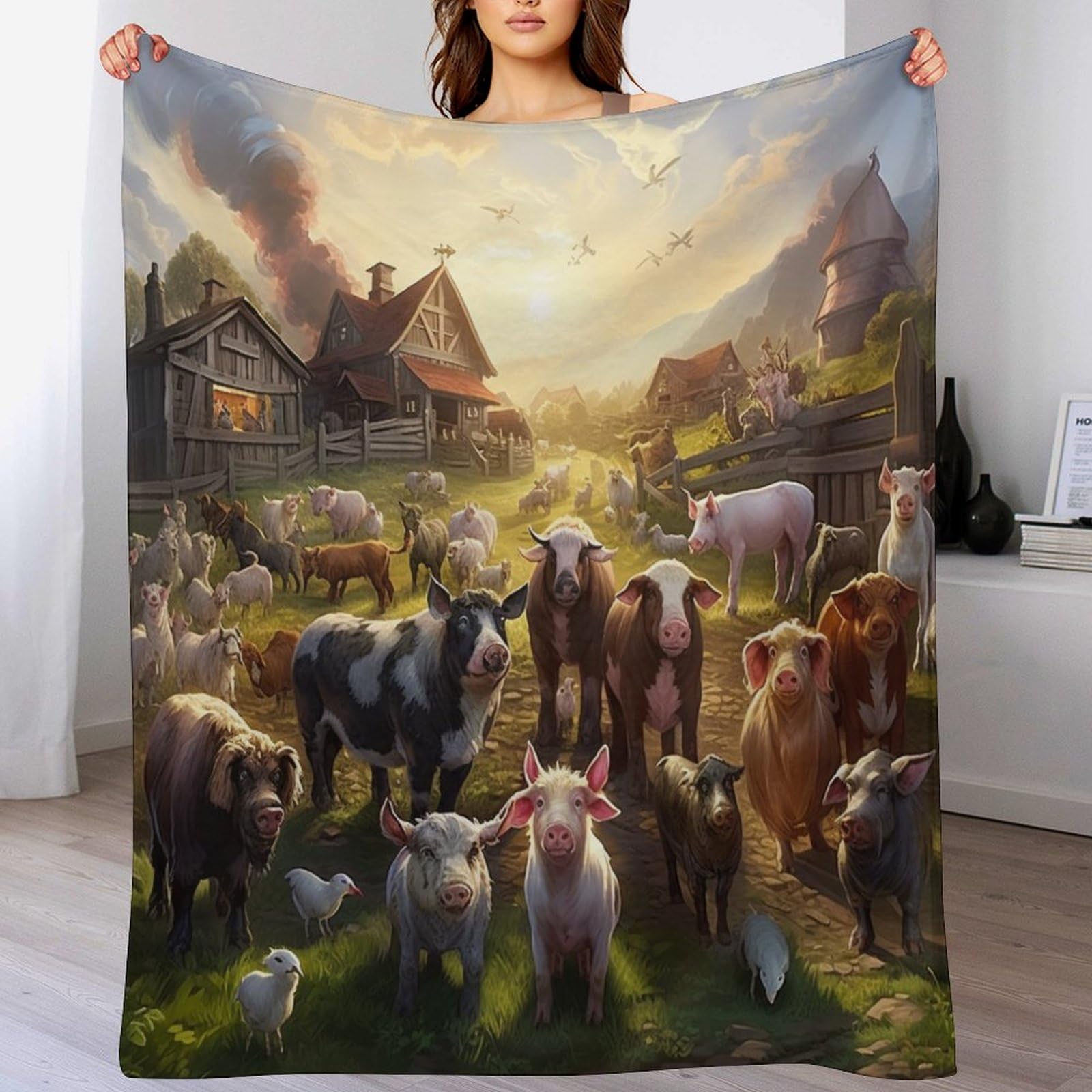 Couverture lit canapé flanelle imprimée animaux africains enfant et adulte