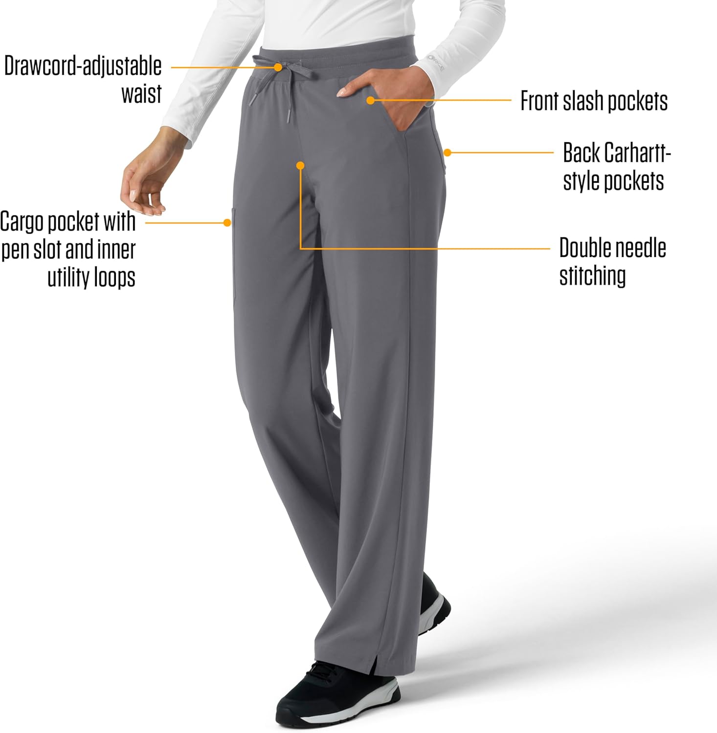 Carhartt Women's Boot Cut Scrub Pant - Pewter, L - Image 2