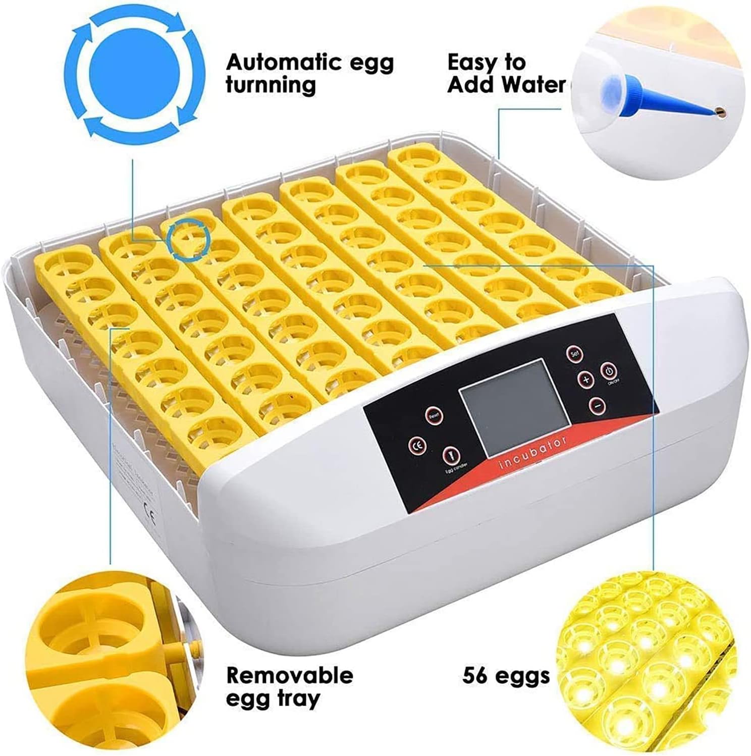 Egg Incubator 56 Eggs Automatic Egg Hatcher Incubator Household Automatic Egg Incubator with Temperature Control for Chickens Ducks Birds.