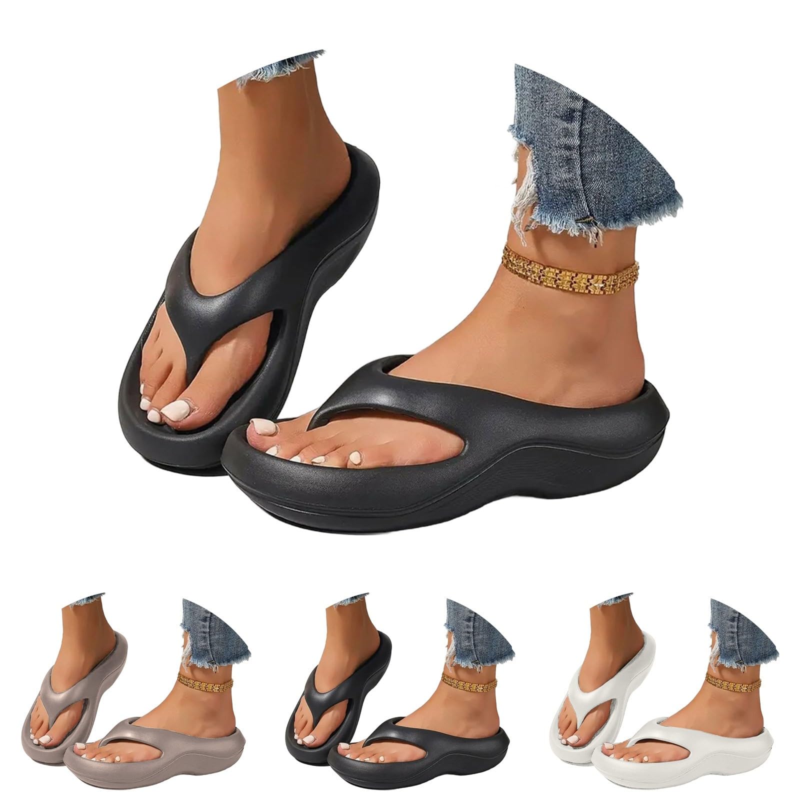 Chanclas Mujer Ortopedicas Verano Piscina Playa Suaves Cómodas Pantuflas Casa Soporte del Arco Sandalias Plataforma Ducha Baño Antideslizantes Slippers Suela Gruesa Unisex Interior Exterior Zapatilla