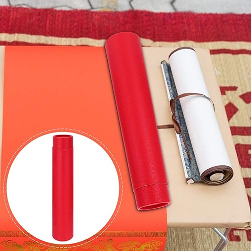 Miniatura 7 de EXCEART Tubo de almacenamiento de papel para póster de documento para planos Impresiones Carteles Objetivos Obras de arte y dibujos Rojo 1,