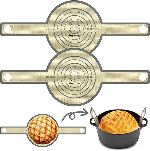2 eslingas de silicona para pan, fácil de limpiar y antiadherente, para horno holandés, de 8.3 pulgadas de masa madre de silicona con asas largas,